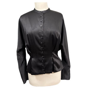 Equipment Femme Black Button Front Blouse Long Sleeve Size Large